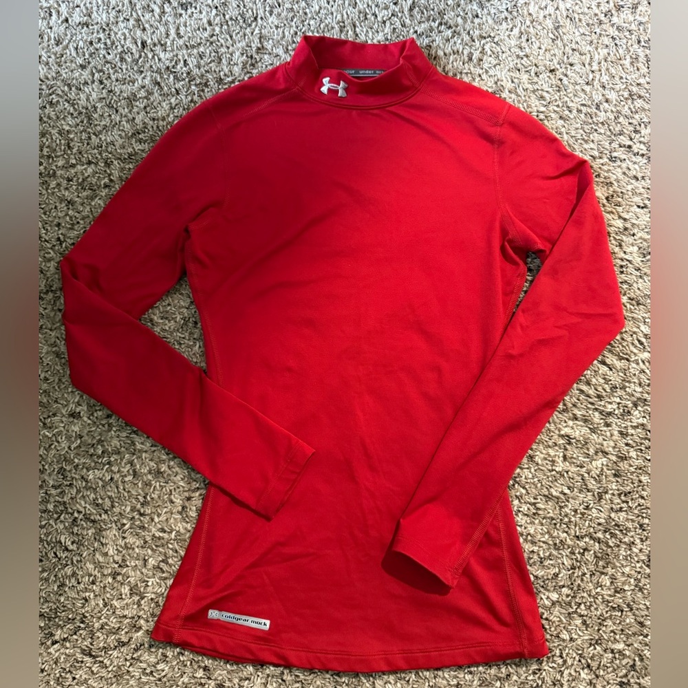 Under Armour Women's Red Long Sleeve Mock Neck Performance Top